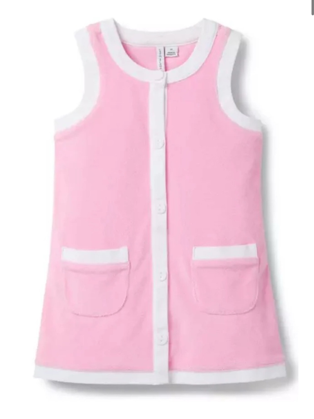 Janie and Jack Pink Sleeveless Button-Front Coverup with White Trim